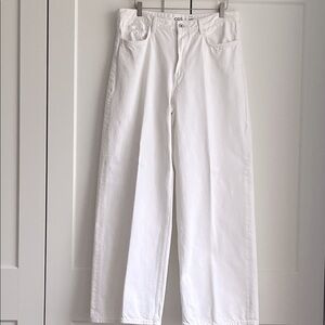 COS FLARED WIDE STRAIGHT LEG LOW RISE WHITE JEANS
